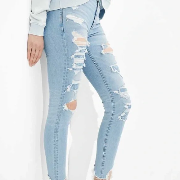 Distressed Jeans American Eagle Light Wash Skinny Jeans American